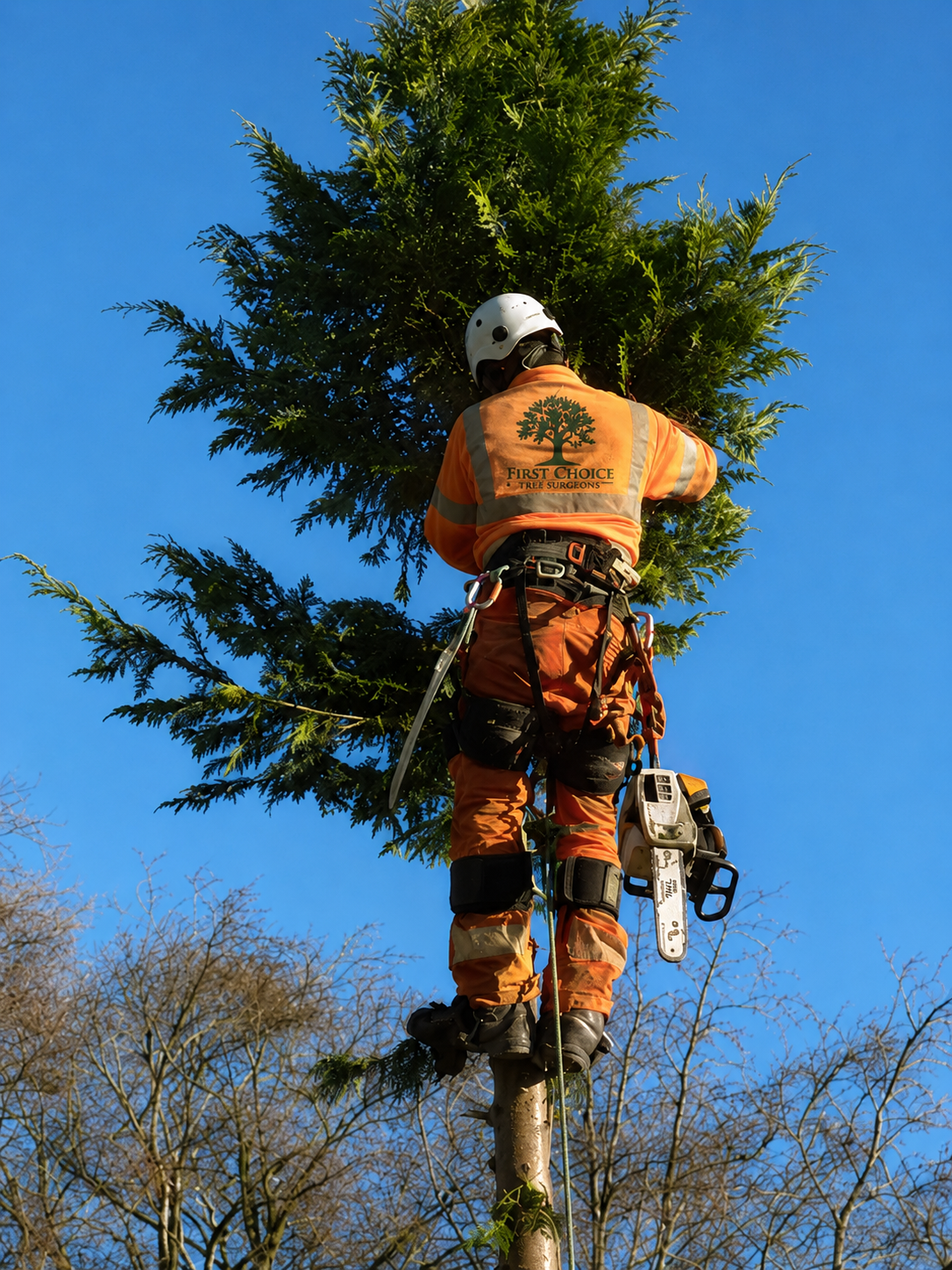Tree surgeon climbing in Foynes